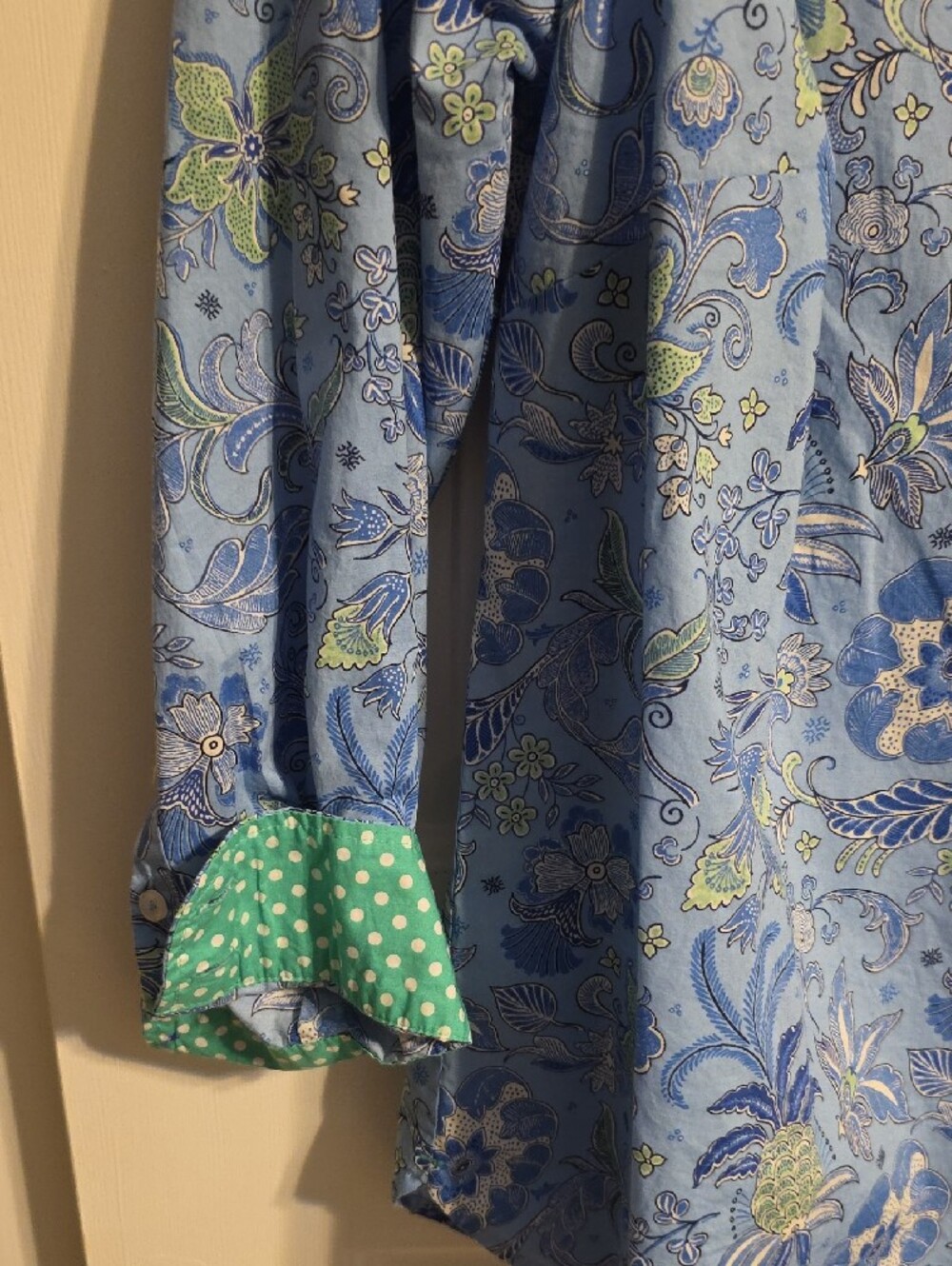 Talbots Light Blue Floral Print Button-Down Shirt - Picture 5 of 6